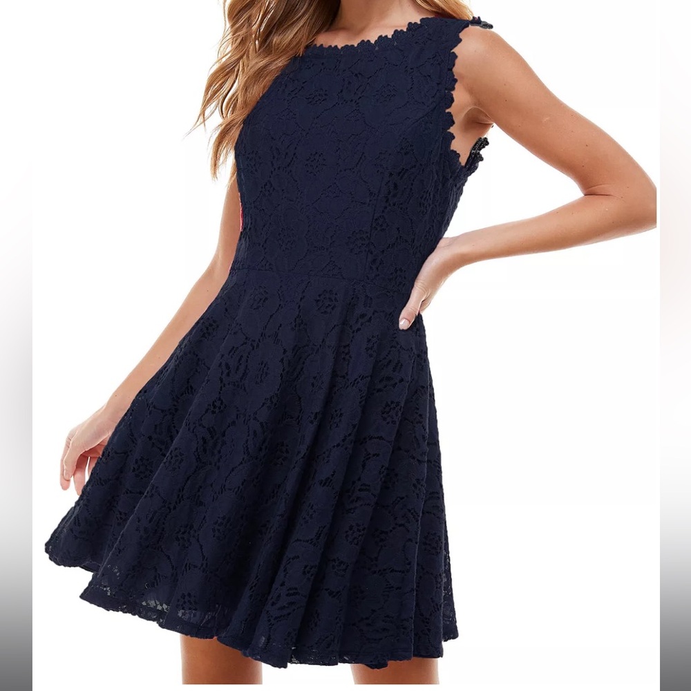 Lace fit and flare dress